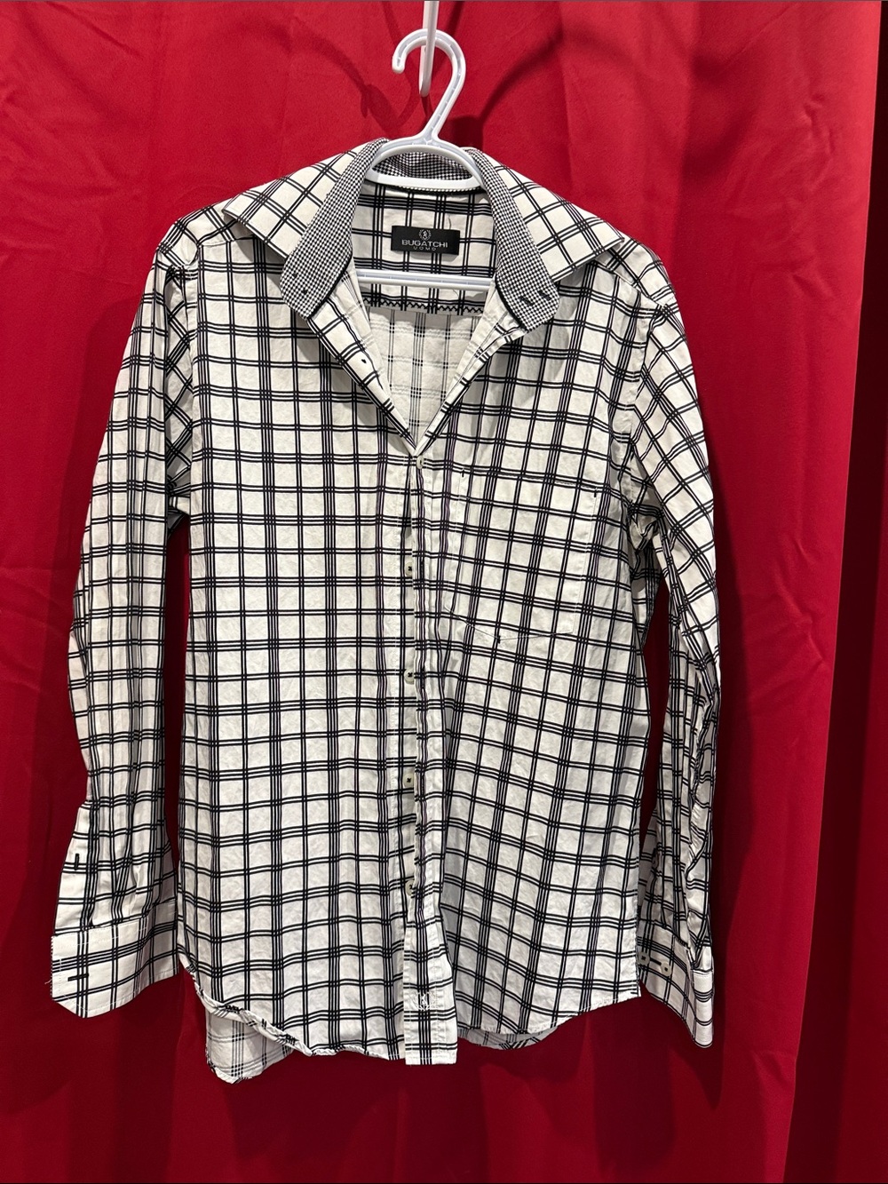 Bugatchi Black & White Windowpane Button-Down Shirt